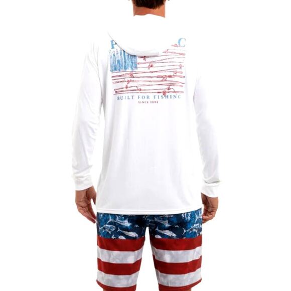 Pelagic Men's White Aquatek Hooded Reel Flag Size XL - Picture 1 of 12